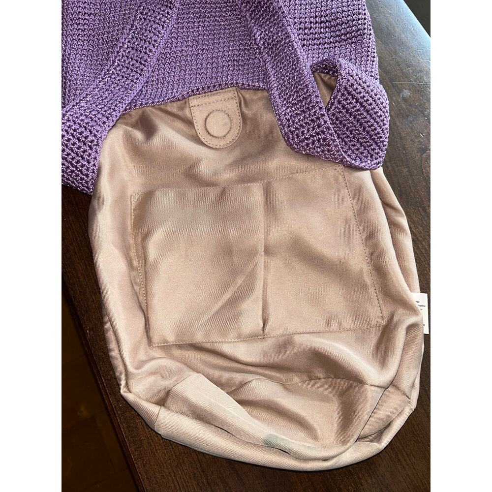 The Sak lavender crocheted shoulder bag unstructured hobo purse - Picture 7 of 11